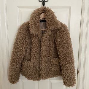 Zara Faux Fur Brown Teddy Coat